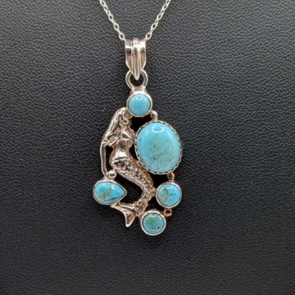 Sterling Silver and Torquoise Mermaid Pendant